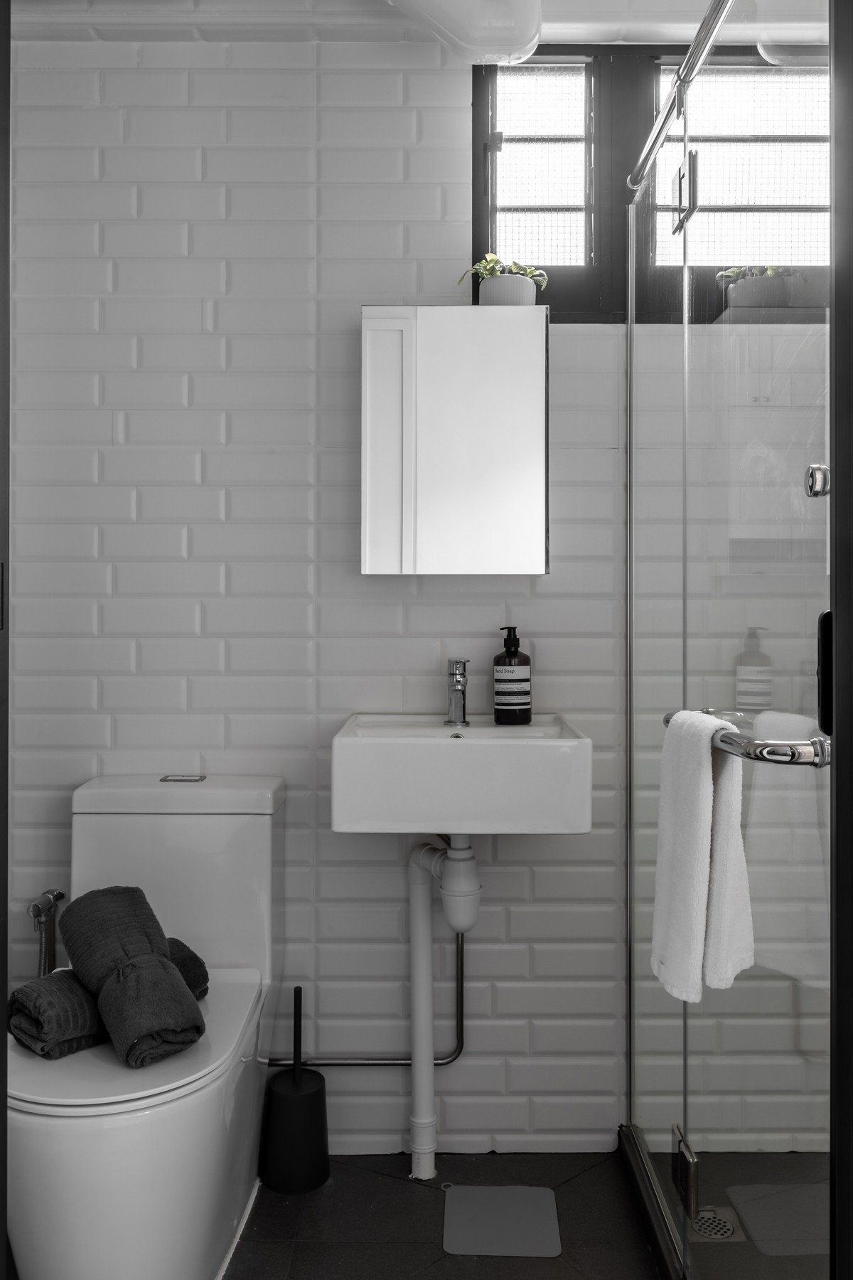 Modern Bathroom with Shower Screen and Bathroom Storage