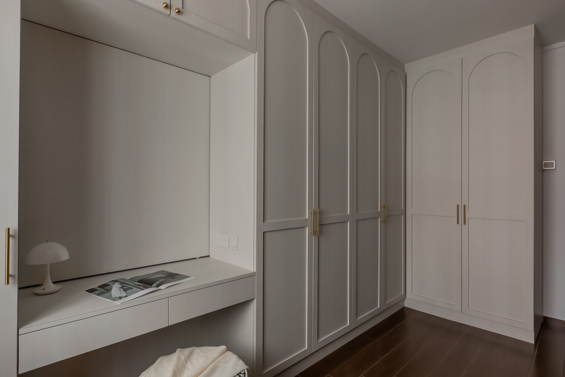 Modern Walk-in Wardrobe with Mirror and Wardrobe