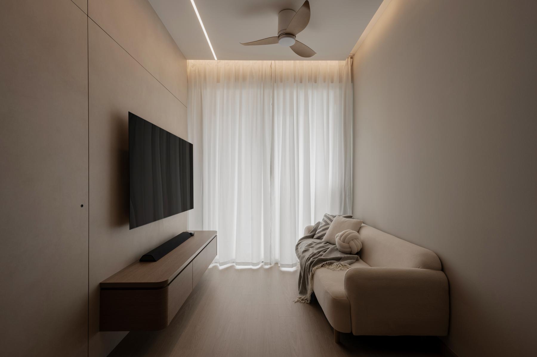Modern Living Room with Wood Flooring and TV Console