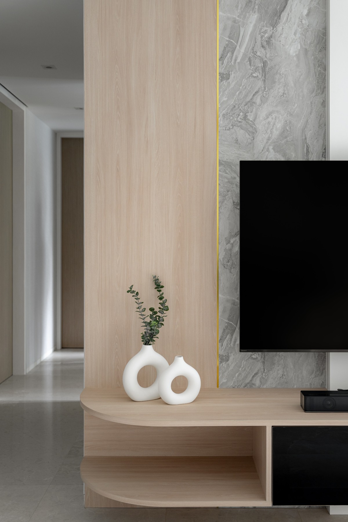 Modern Living Room with TV Console and Feature Wall
