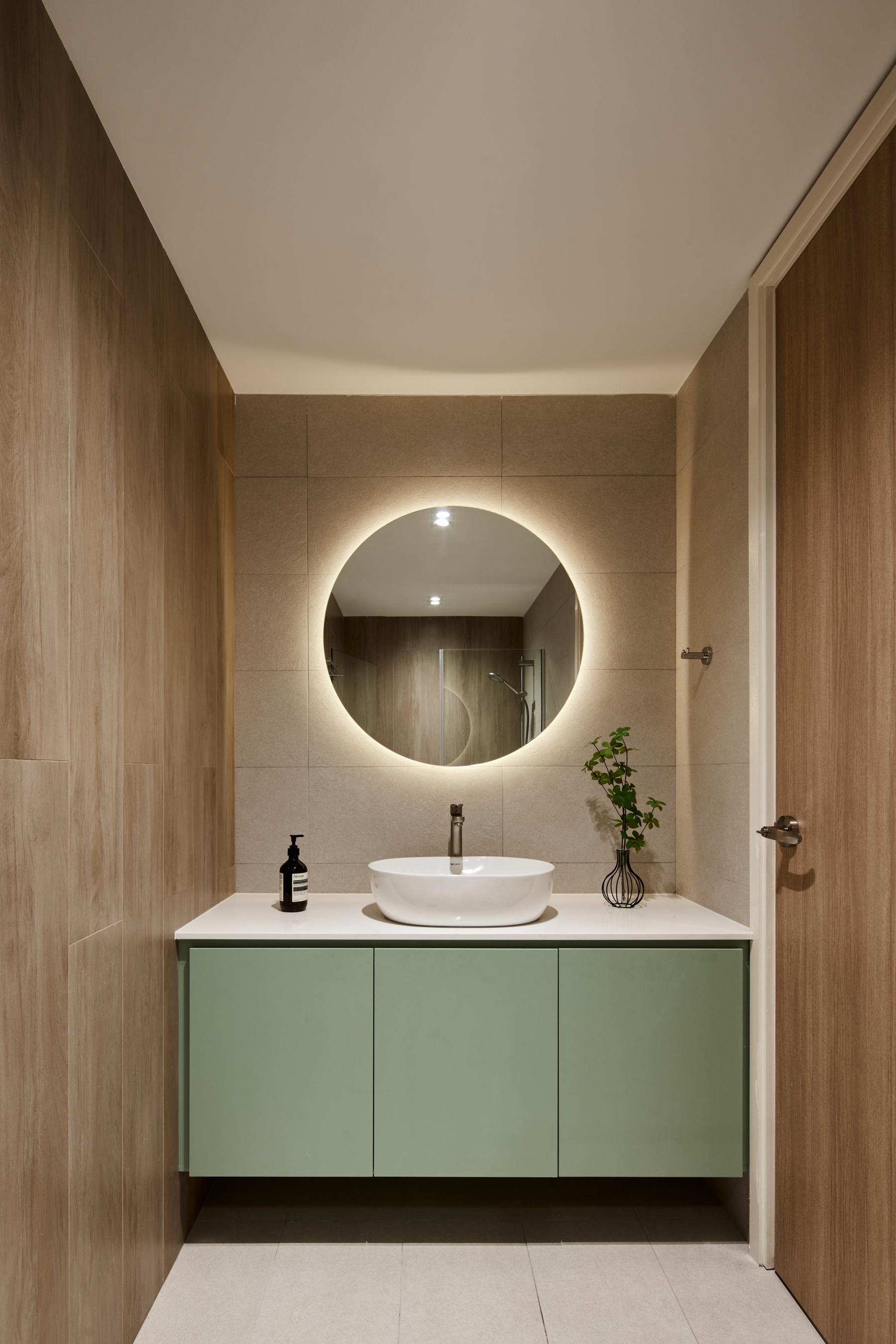 Scandinavian Bathroom with Mirror and Bathroom Mirrors