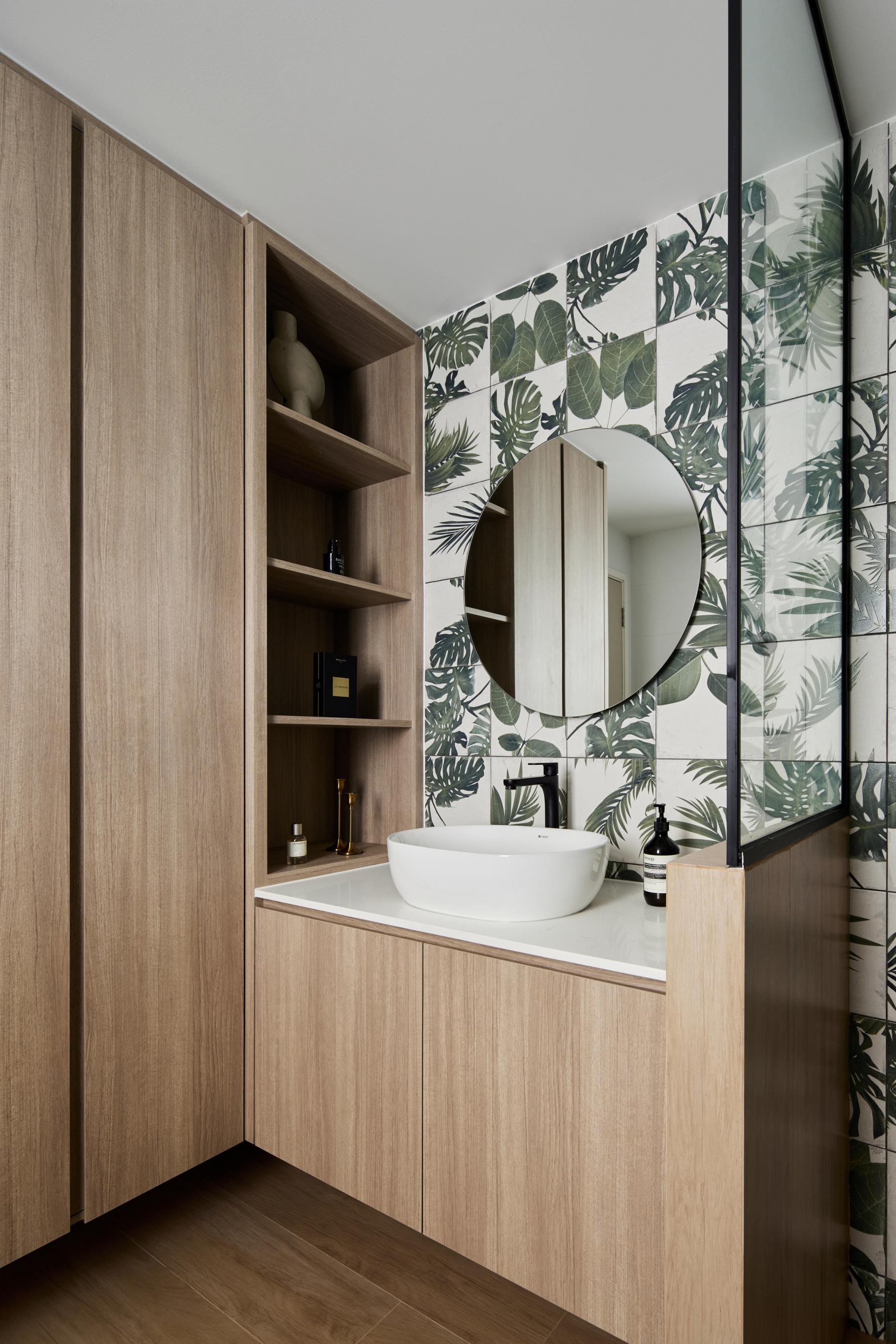 Scandinavian Bathroom with Mirror and Bathroom Mirrors