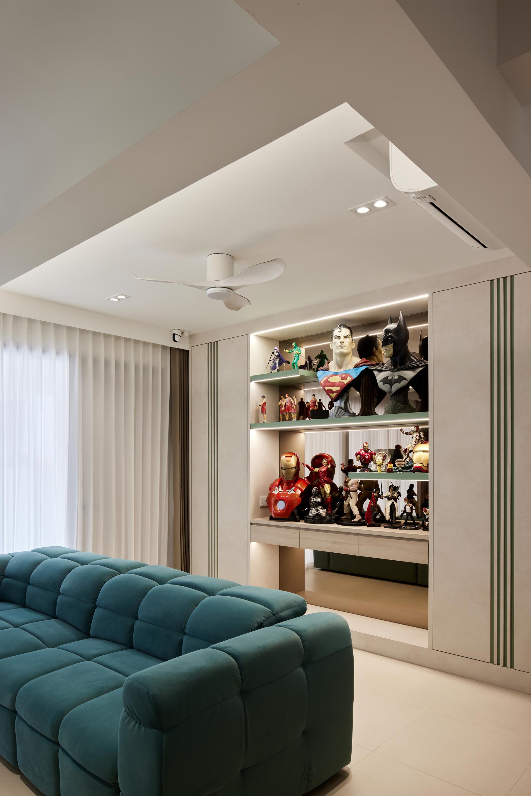 Scandinavian Living Room with Ceiling Light and Sofa