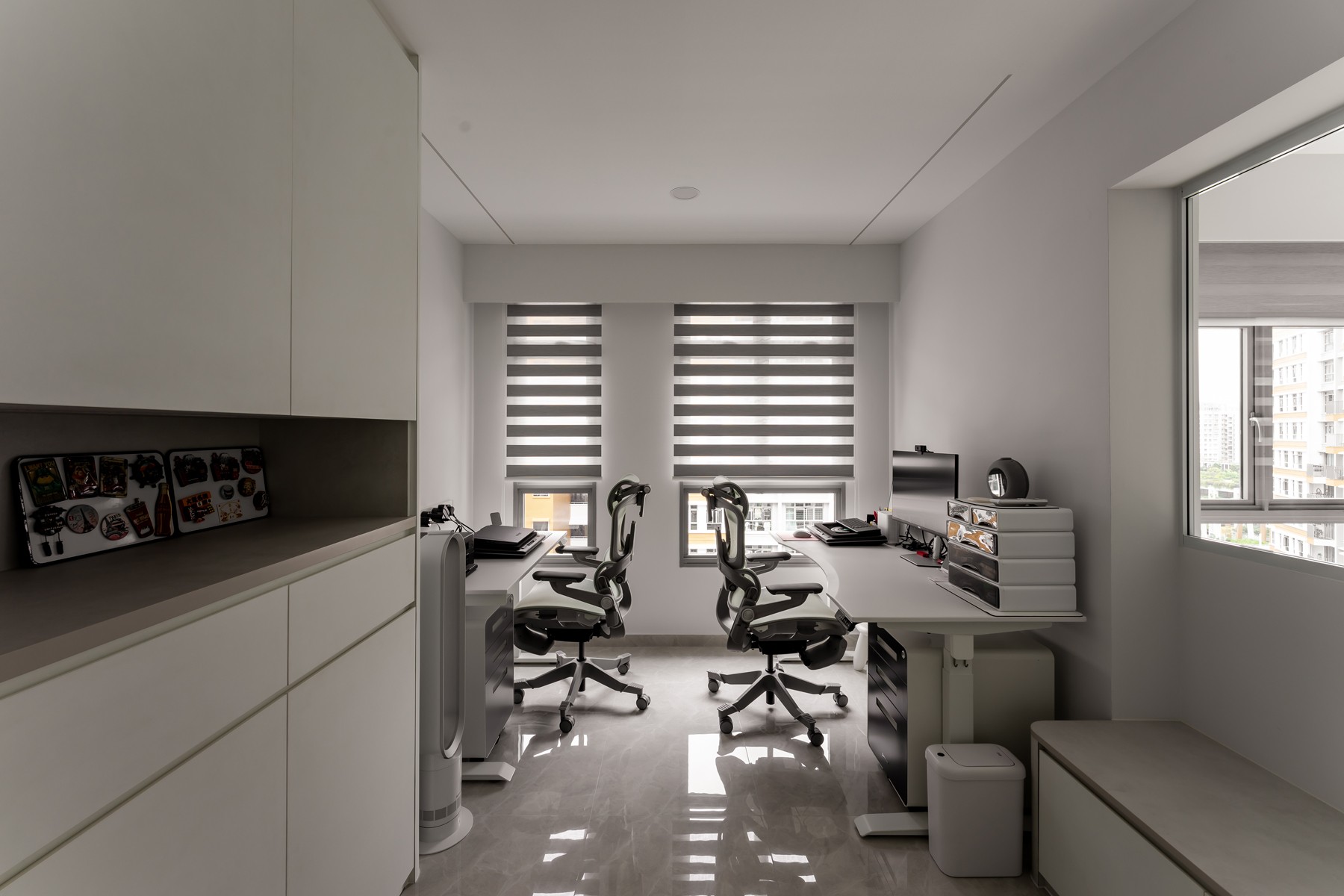 Minimalist Study with Desk and Desk Chairs