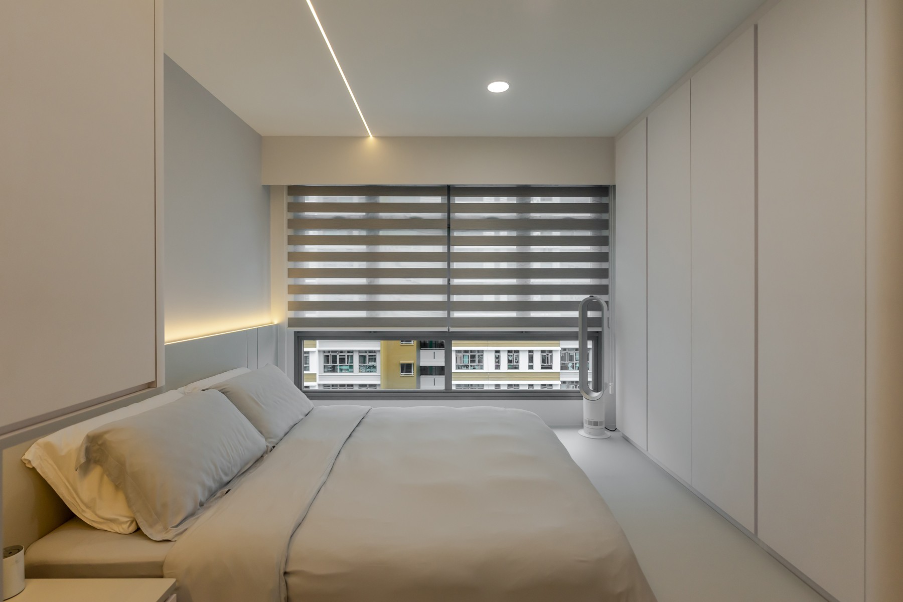 Minimalist Bedroom with Wardrobe and Built-in Bed