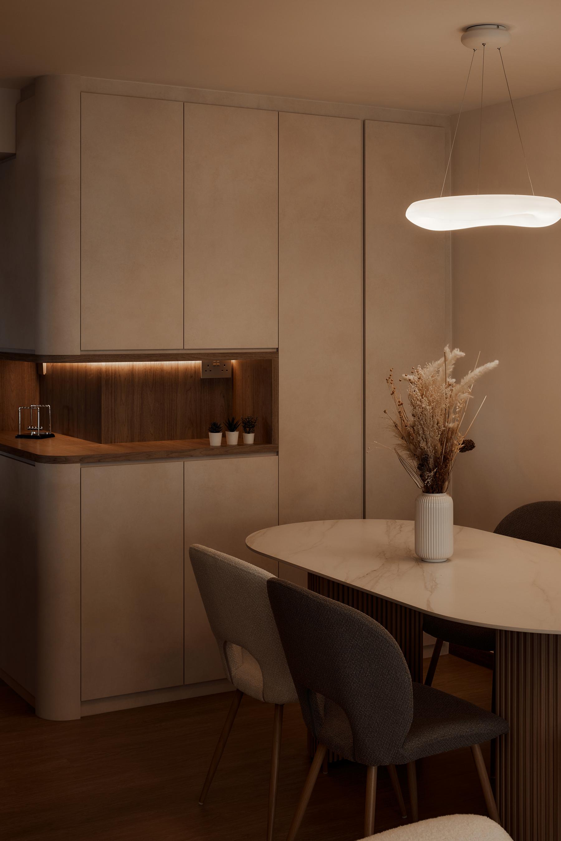 Scandinavian Dining Room with Dining Table and Dining Chairs