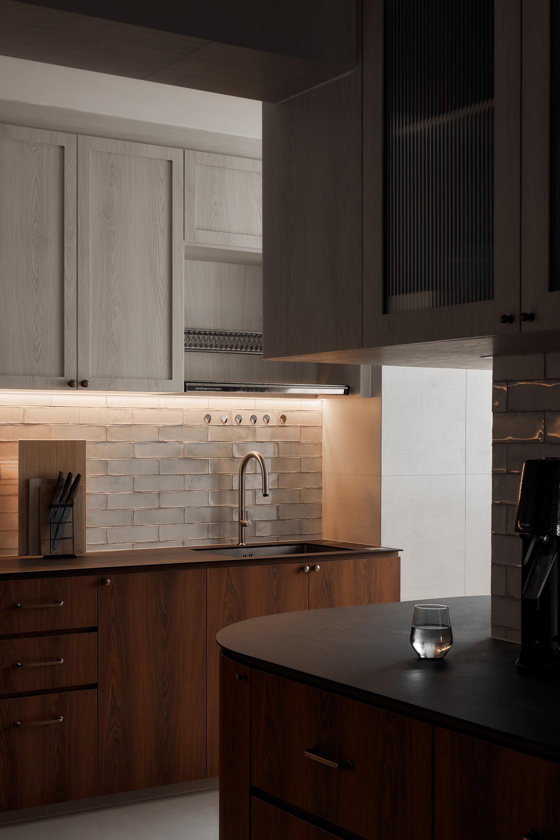 Asian Kitchen with Cupboard and Open Kitchen