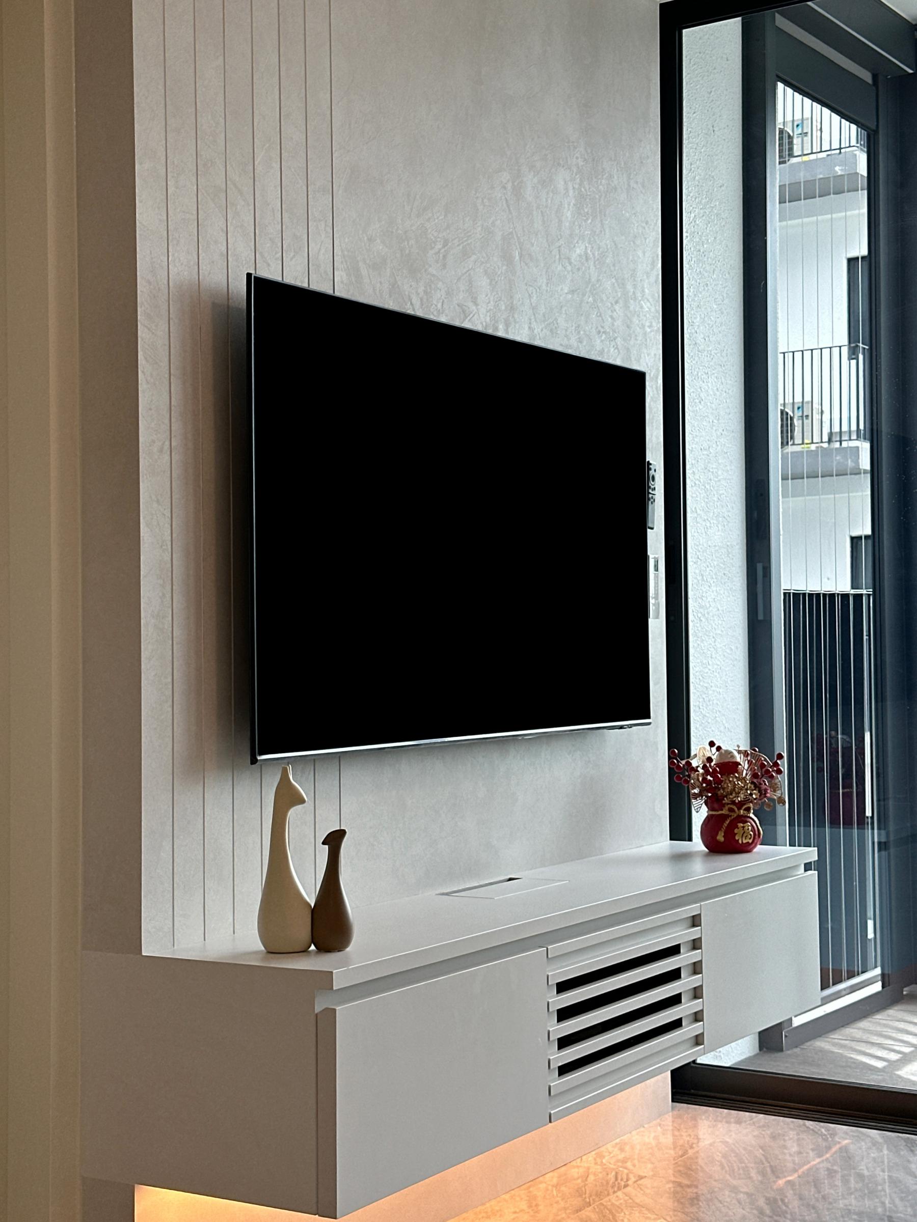 Modern Living Room with TV Console and Feature Wall