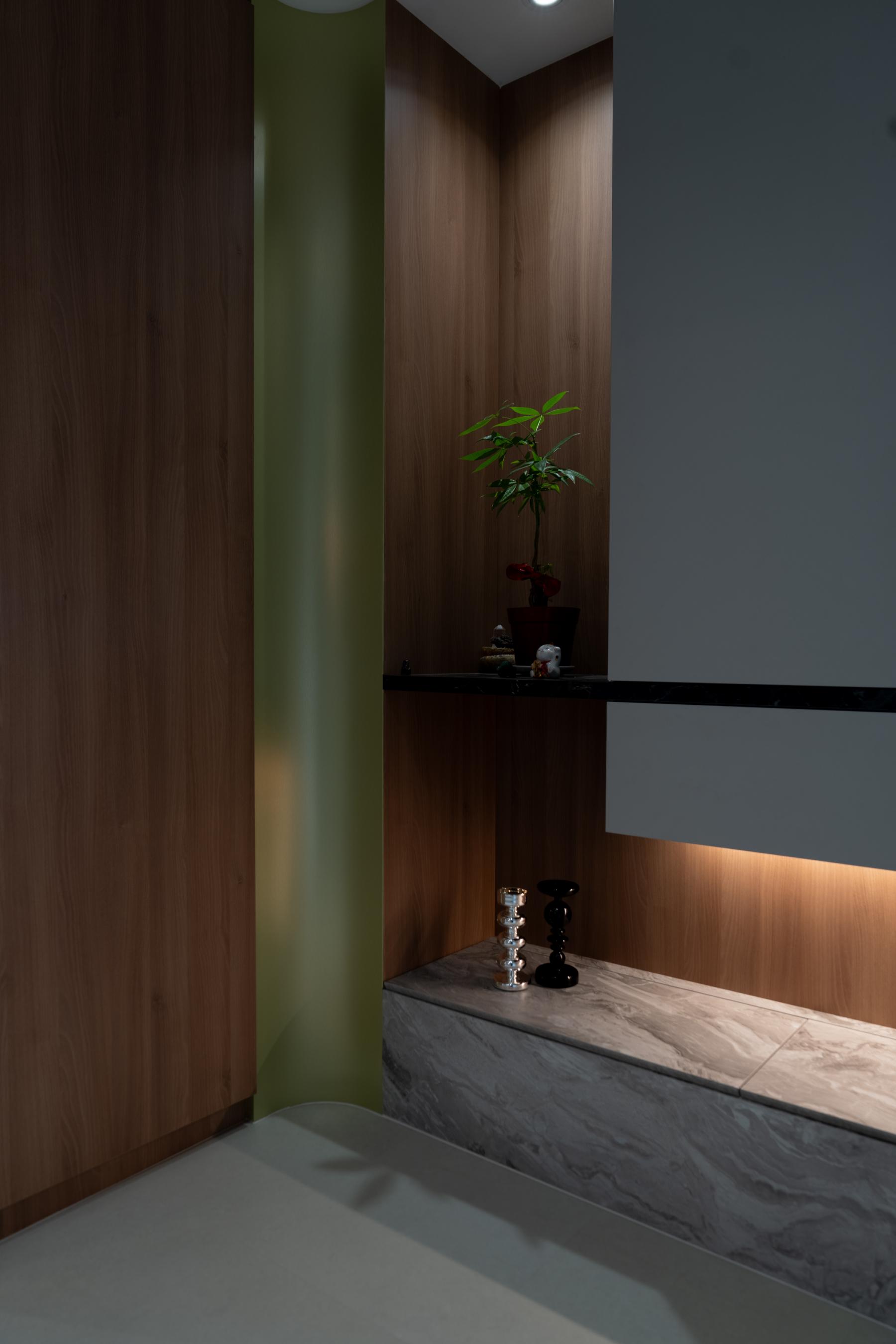 Contemporary Foyer with Vinyl Flooring and Console Table