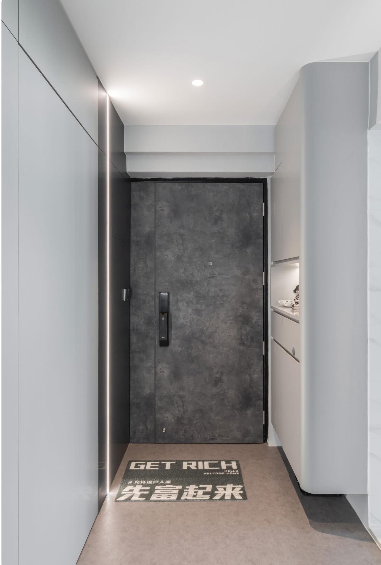 Modern Entryway with Shoe Cabinets and Doors