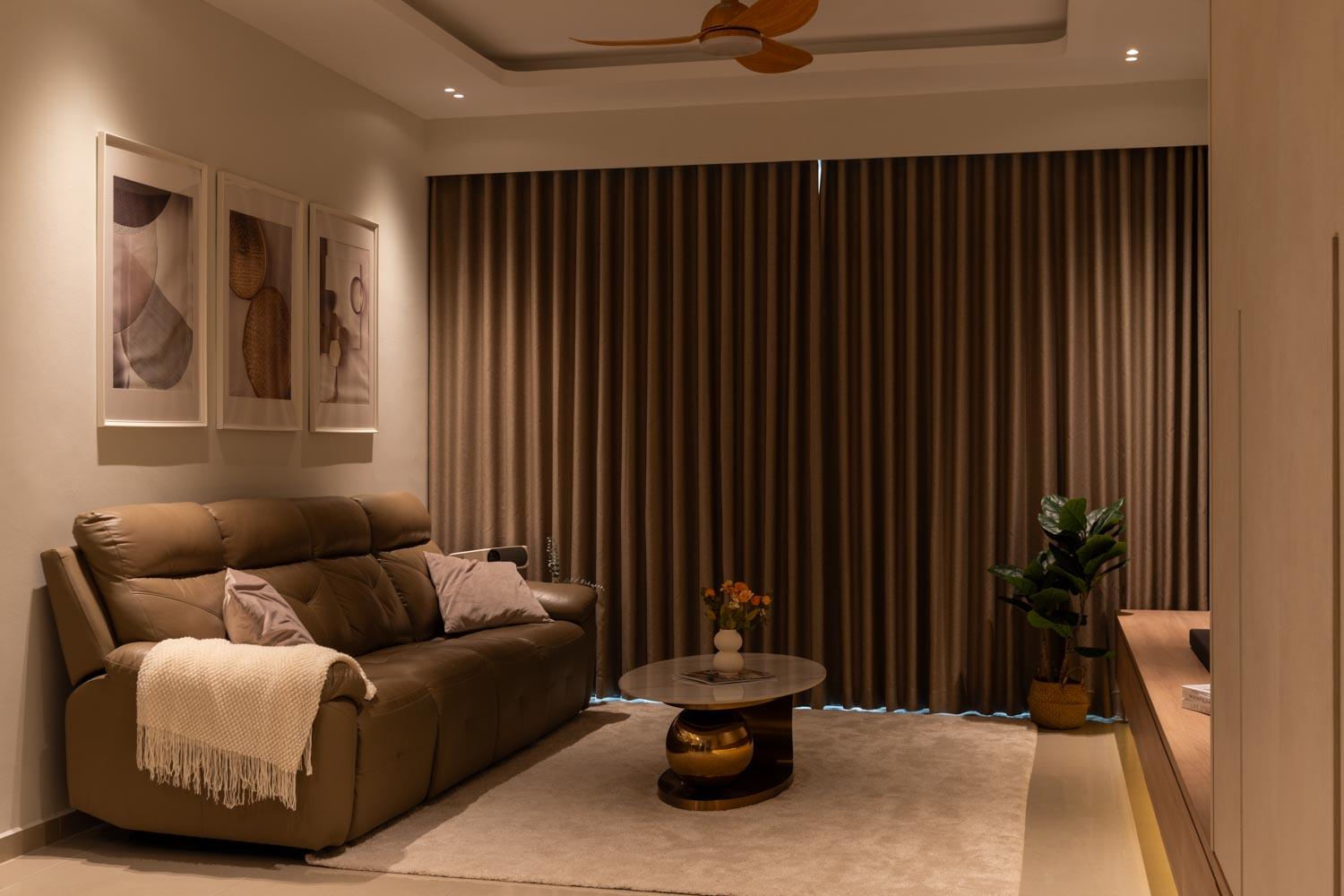 Modern Living Room with TV Console and Ceiling Light
