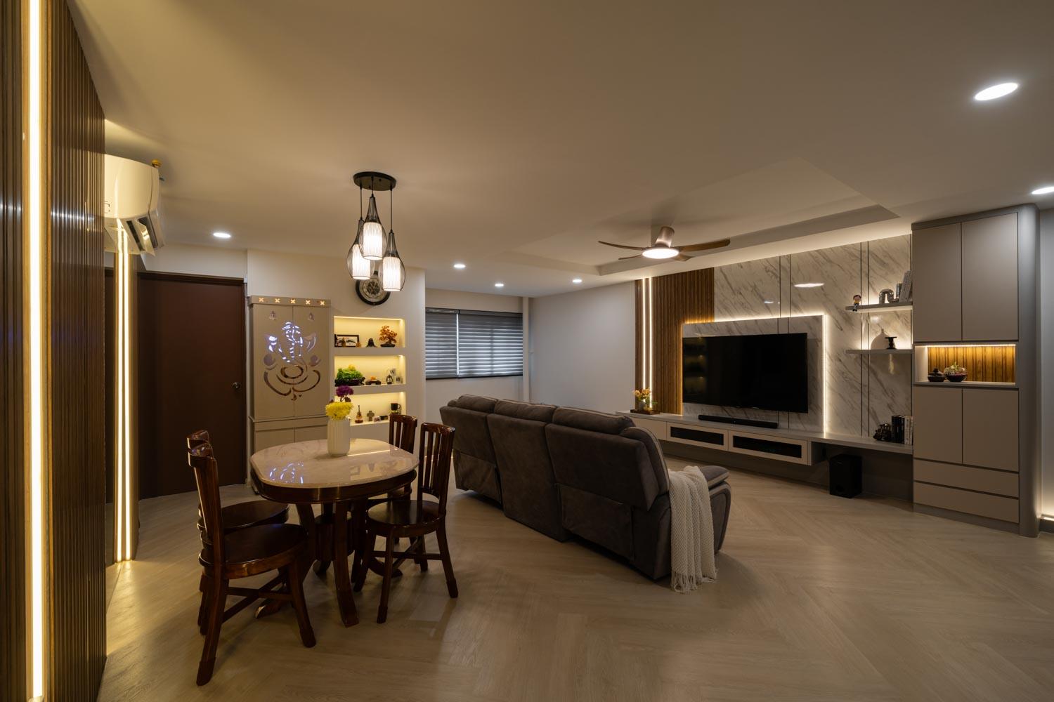 Modern Living Room with Feature Wall and Sofa