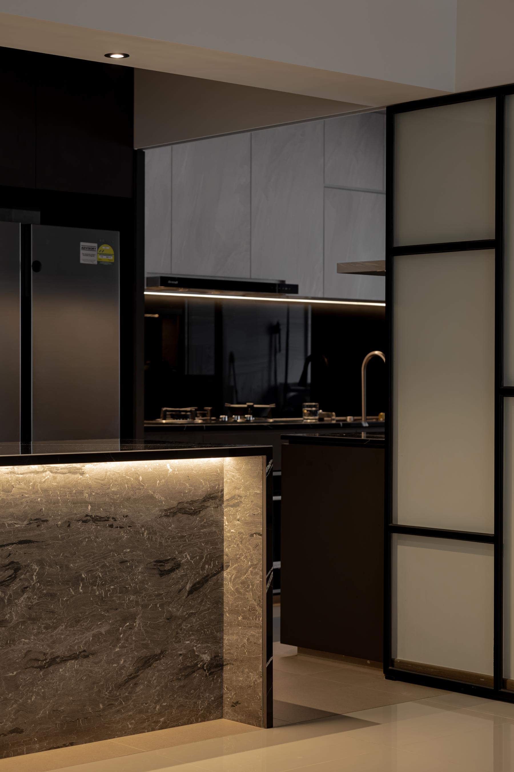 Modern Kitchen with Kitchen Island and Storage Cabinets