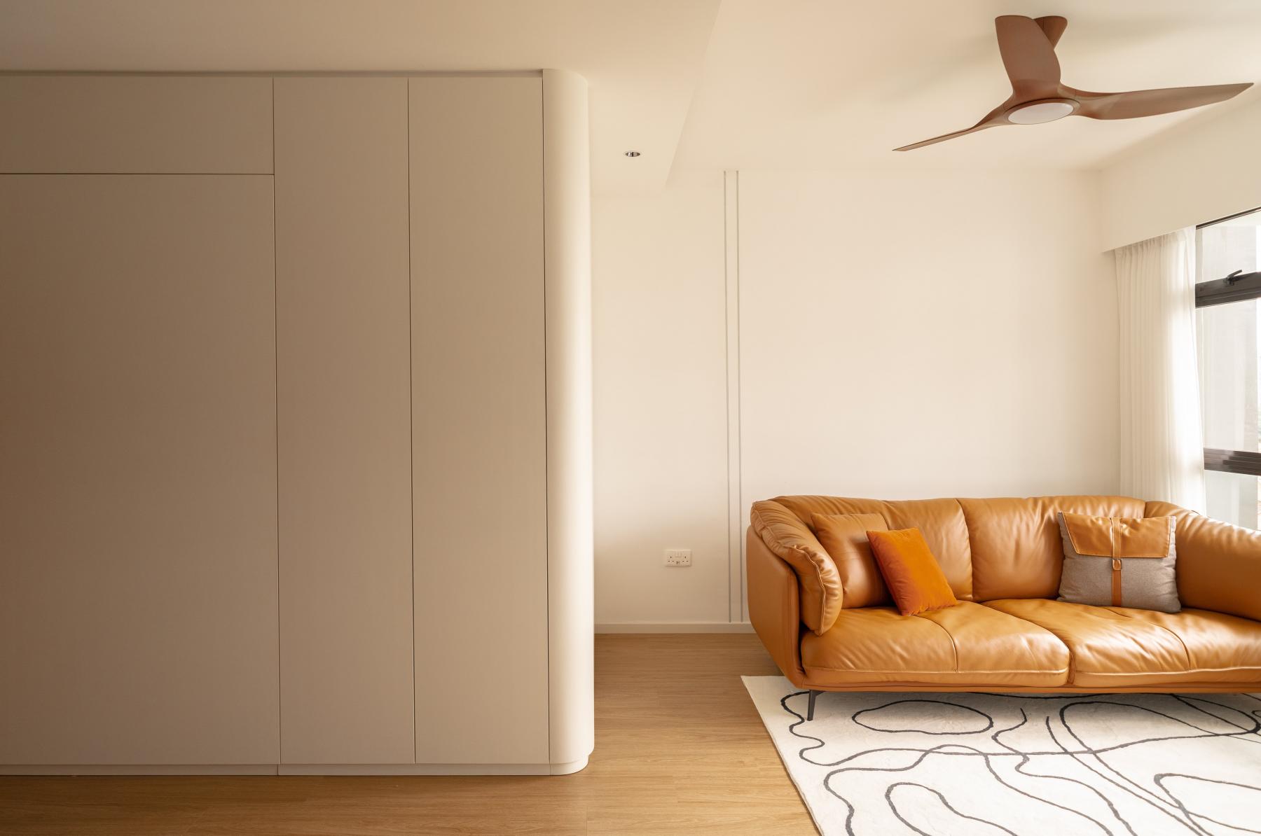 Contemporary Living Room with Vinyl Flooring and Sofa