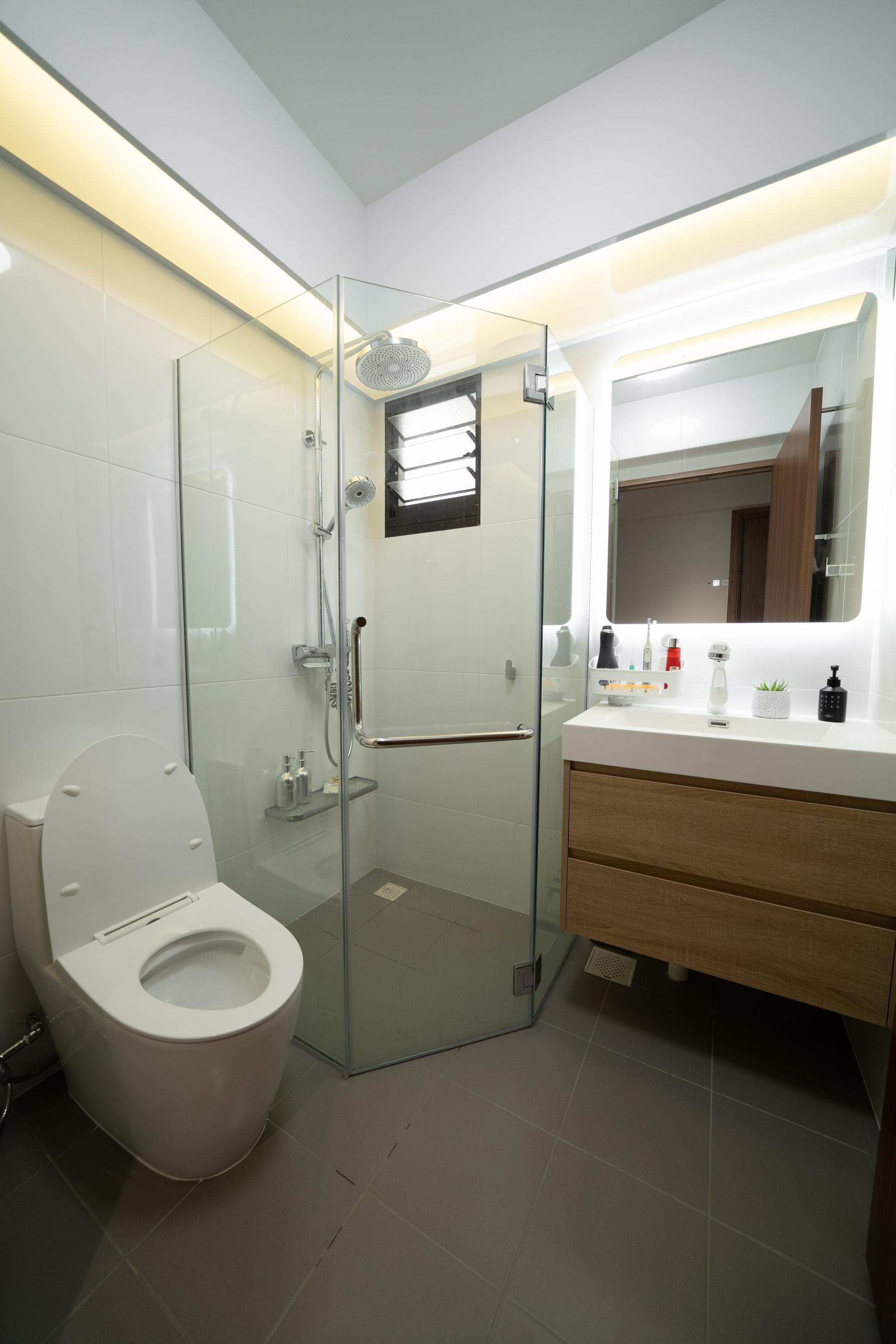Contemporary Bathroom with Countertop and Mirror