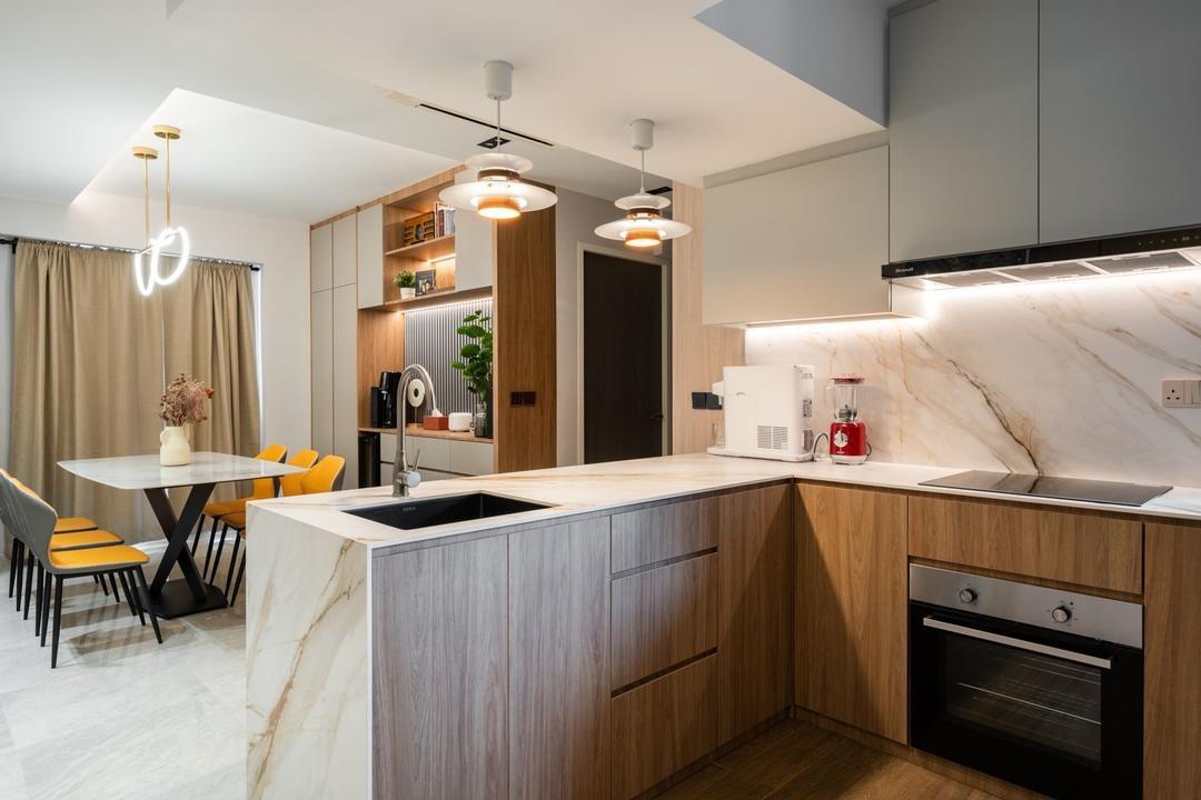 Contemporary Kitchen with Countertop and Kitchen Island
