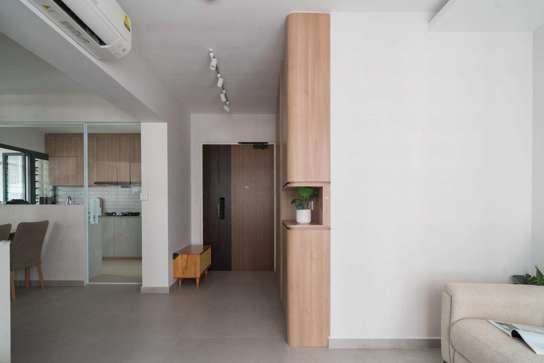 Contemporary Entryway with Seating Bench and Shoe Rack