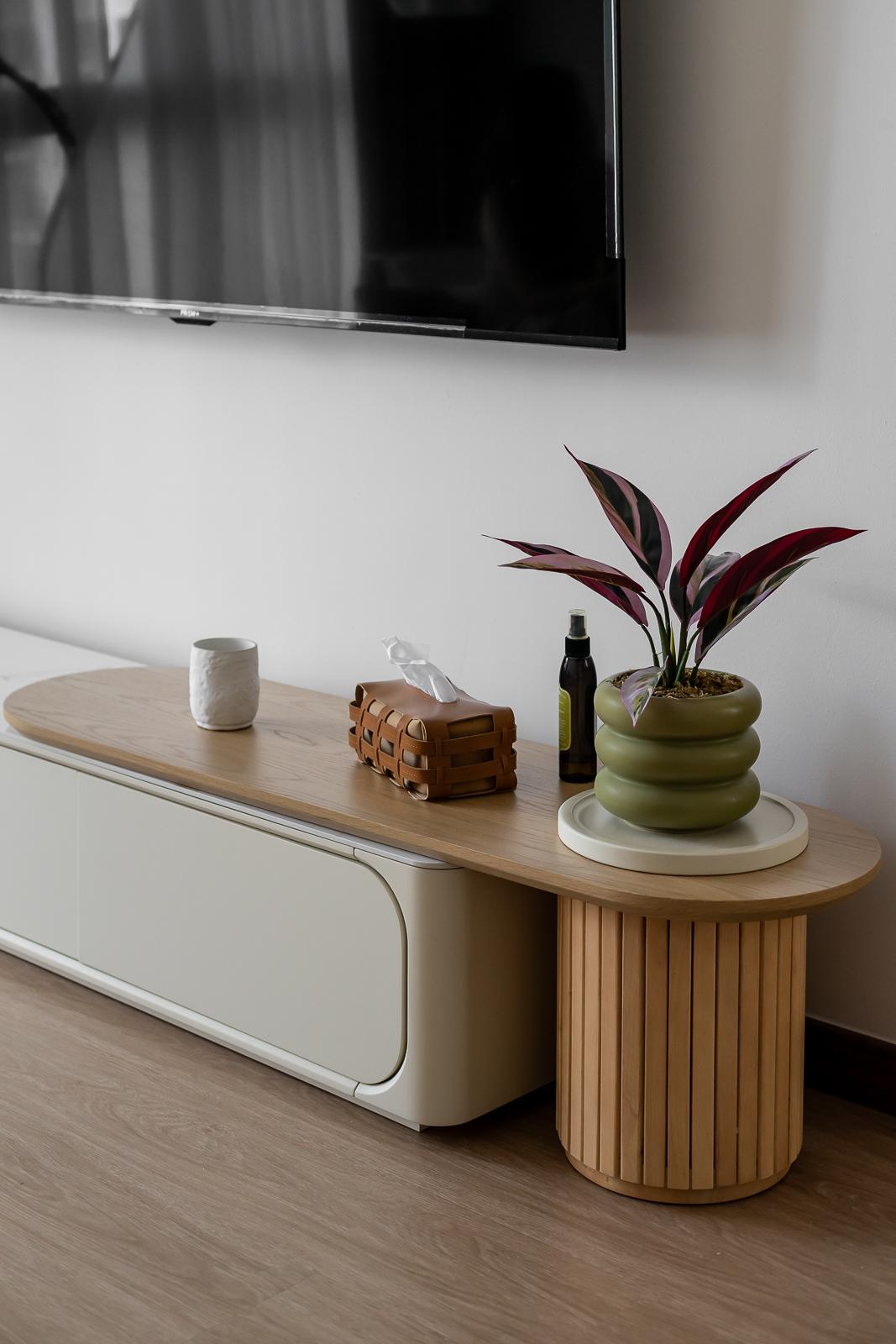 Modern Living Room with Vinyl Flooring and TV Console