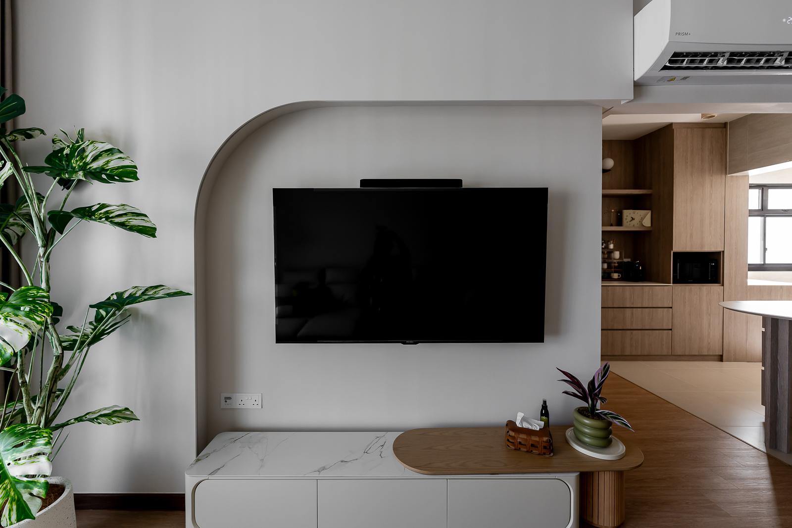 Modern Living Room with Vinyl Flooring and TV Console