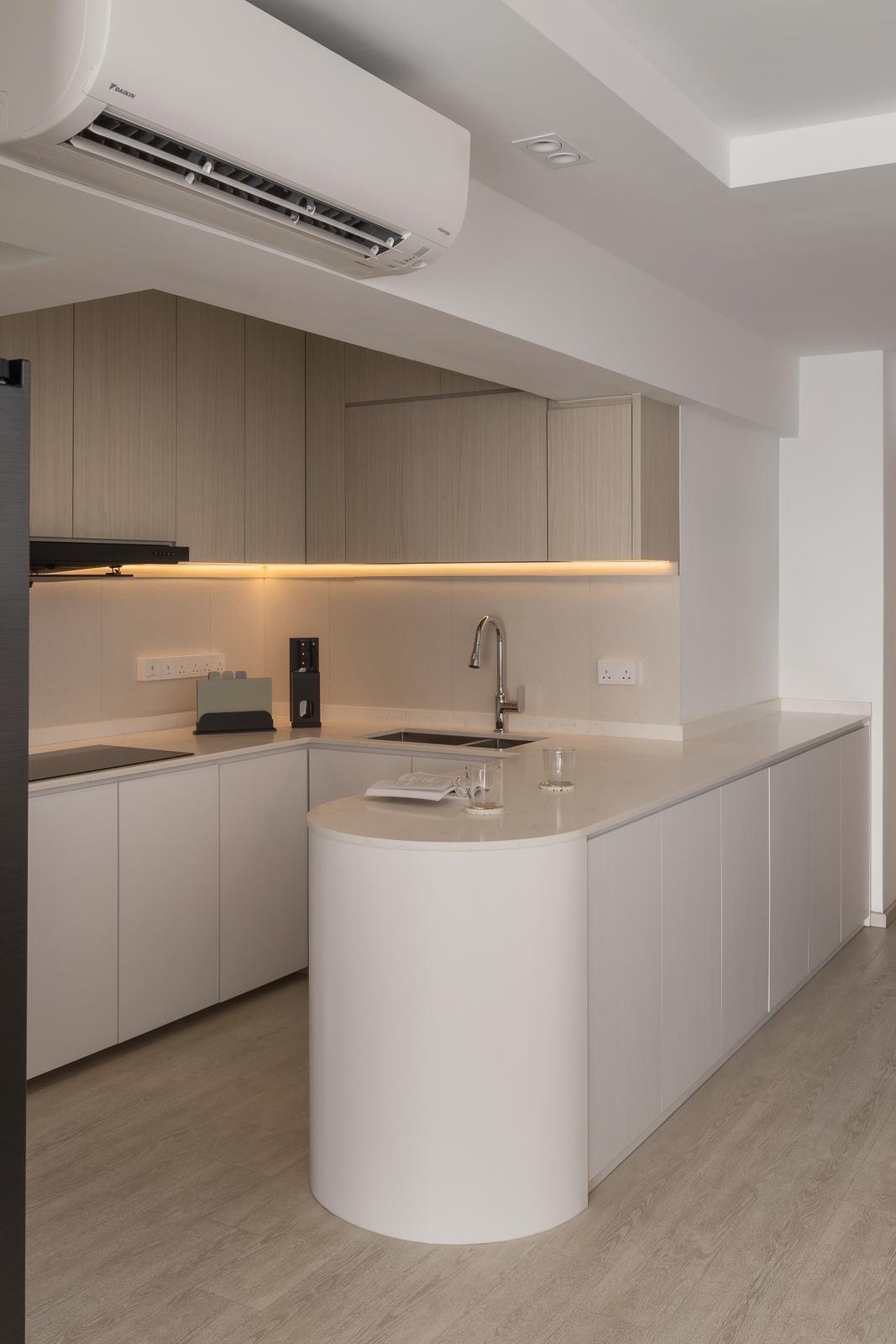 Scandinavian Kitchen with Countertop and Open Kitchen