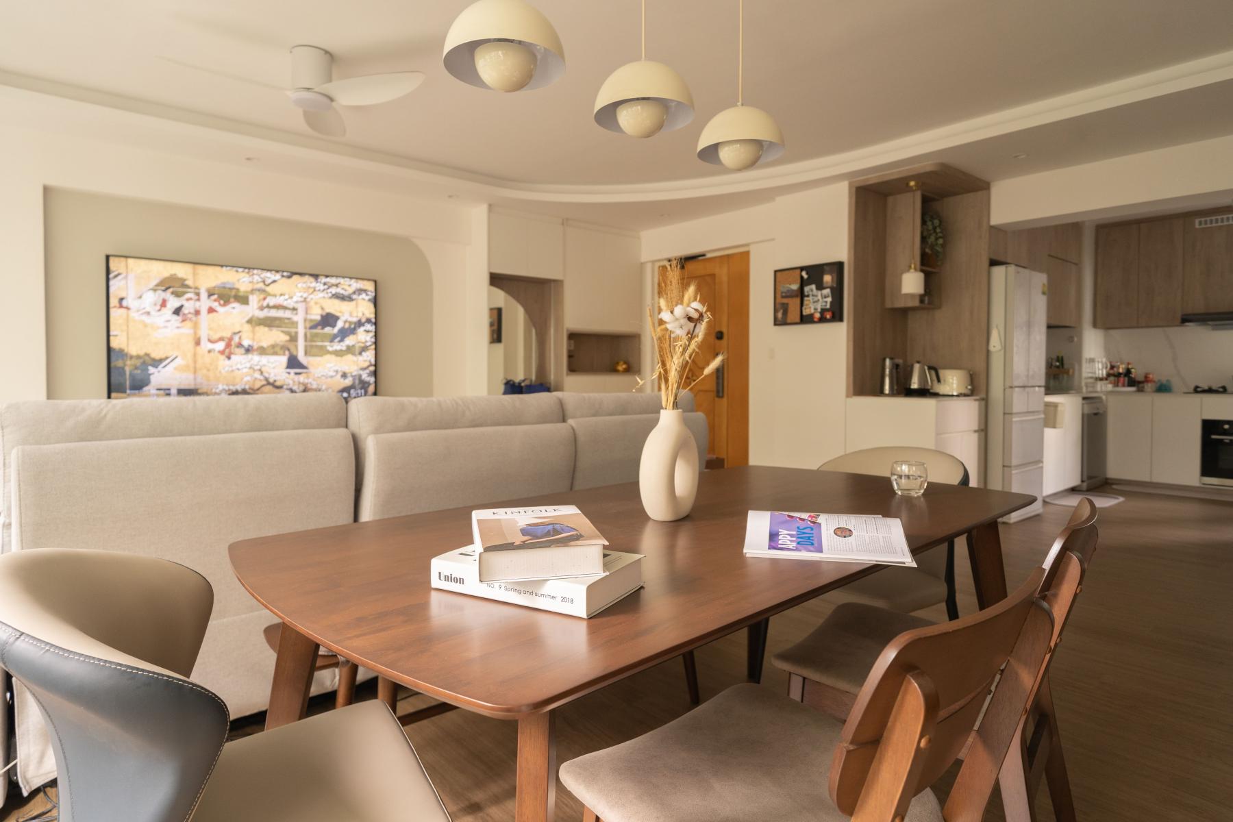 Contemporary Dining Room with Dining Table and Tableware