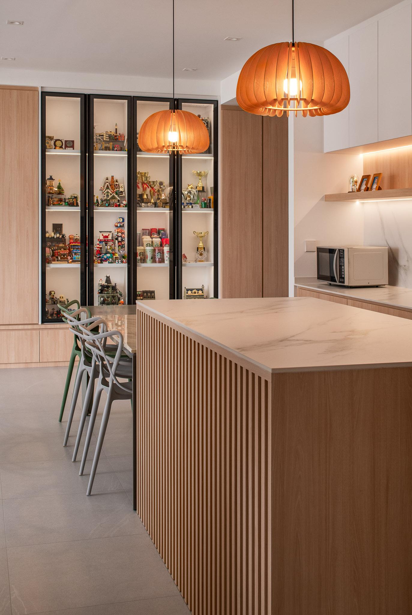 Scandinavian Kitchen with Countertop and Homogeneous Tiles
