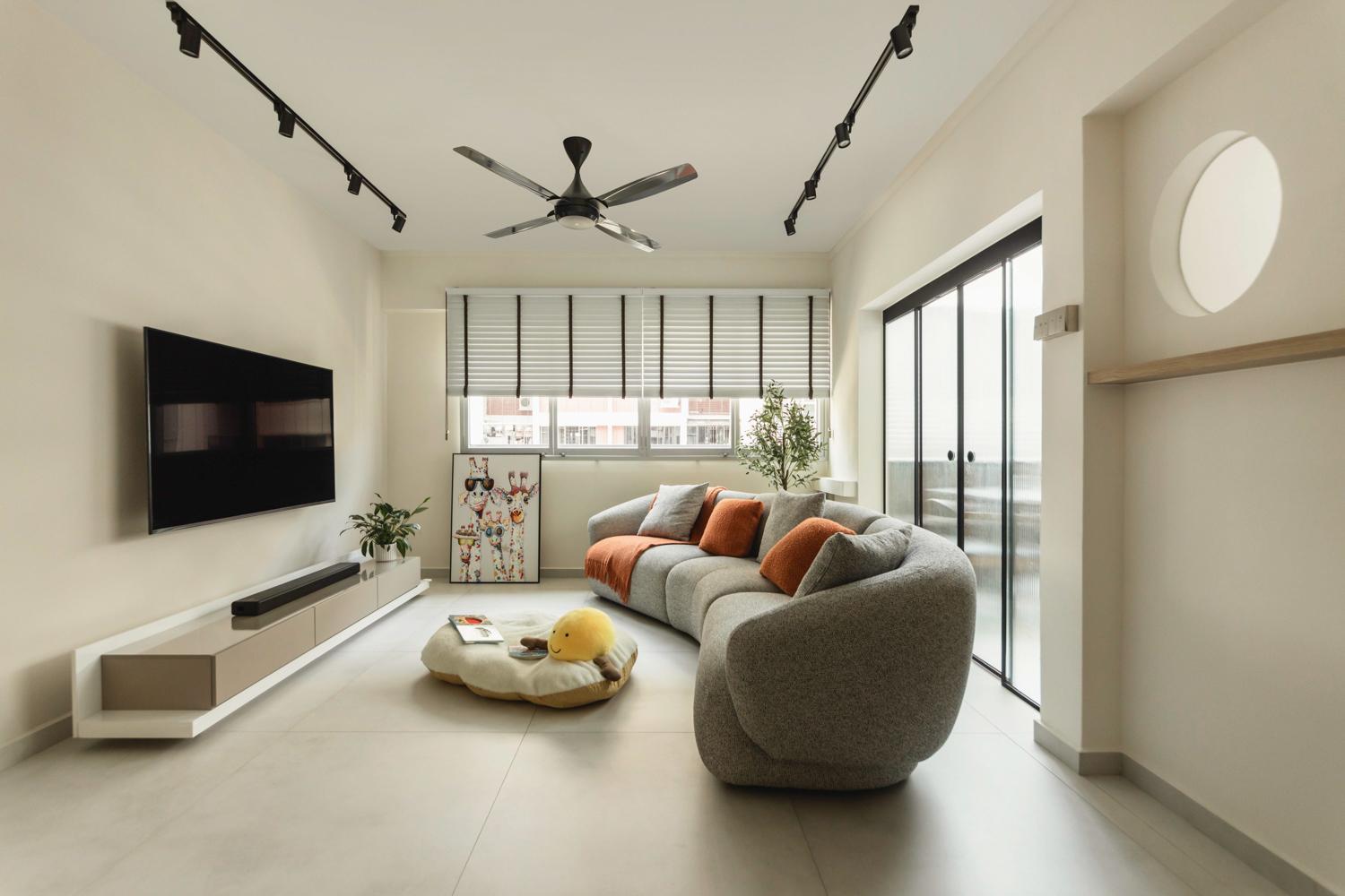 Contemporary Living Room with TV Console and Sofa