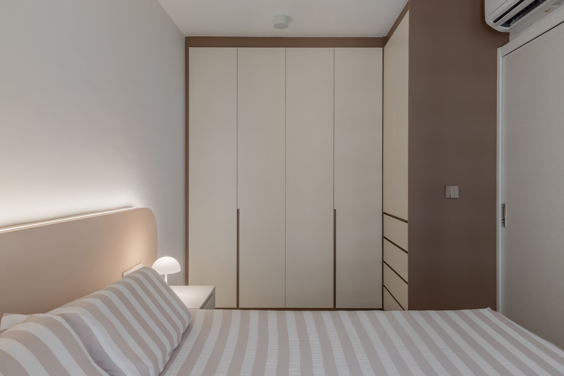 Modern Bedroom with Wardrobe and Bedside Table