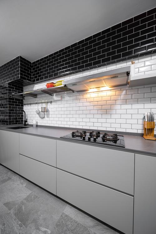 Transitional Kitchen at The Rojak Home