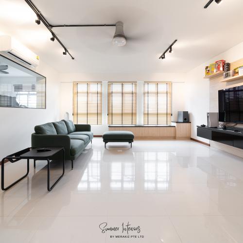Modern Living Room at Minimalistic Geometry