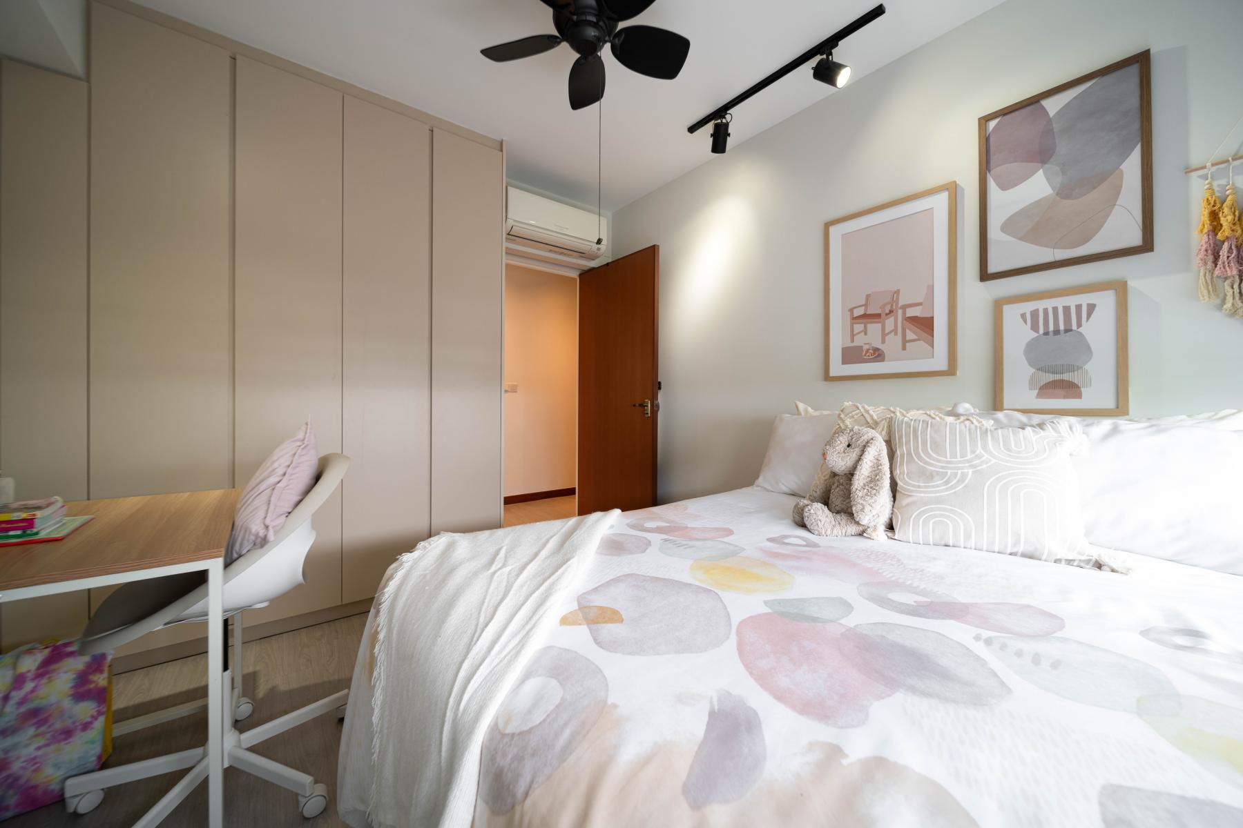 Contemporary Bedroom with Ceiling Light and Ceiling Fan