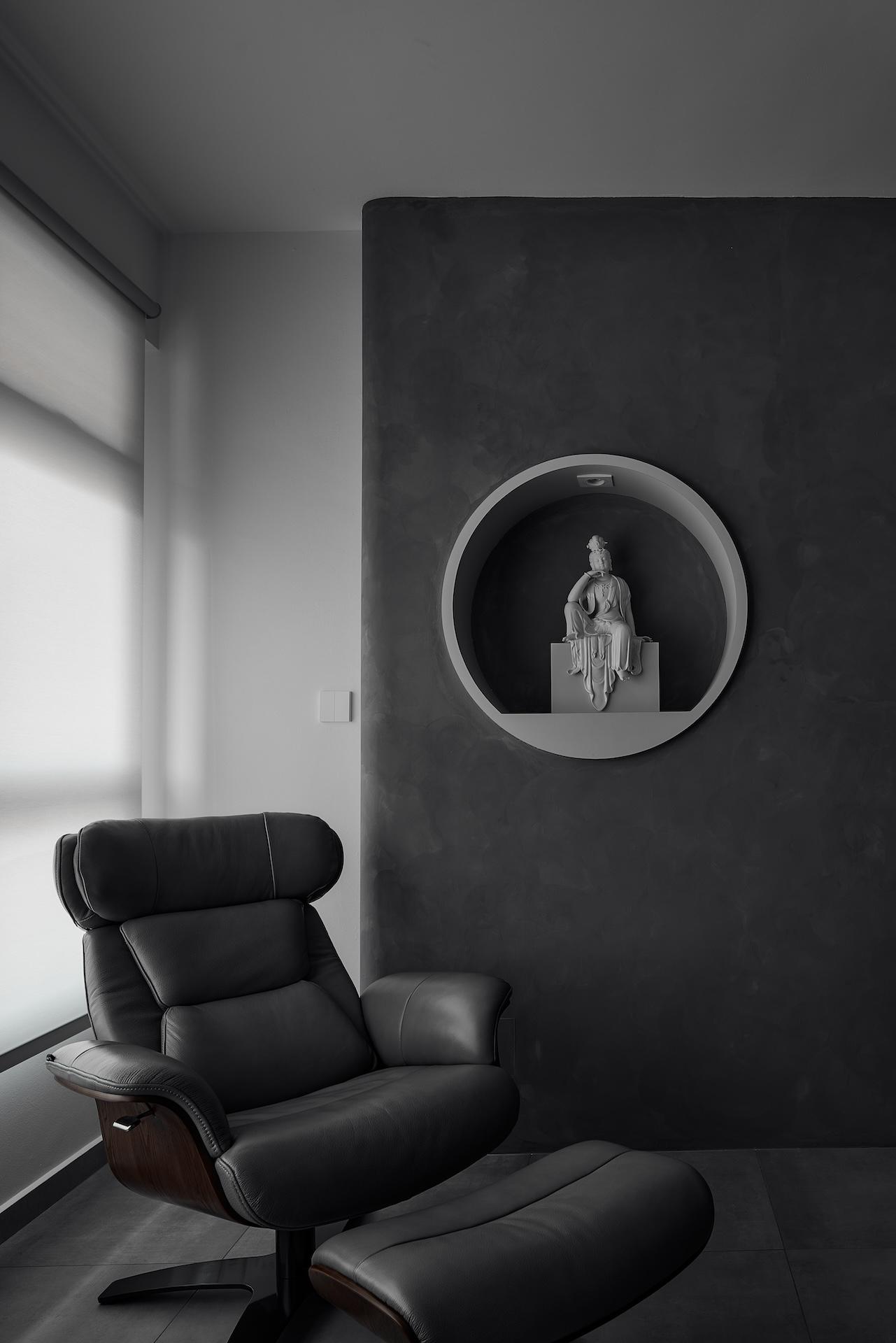 Industrial Living Room with Feature Wall and Cove Lighting
