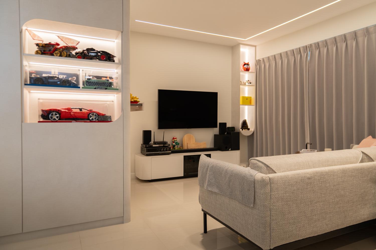 Modern Living Room with TV Console and Feature Wall