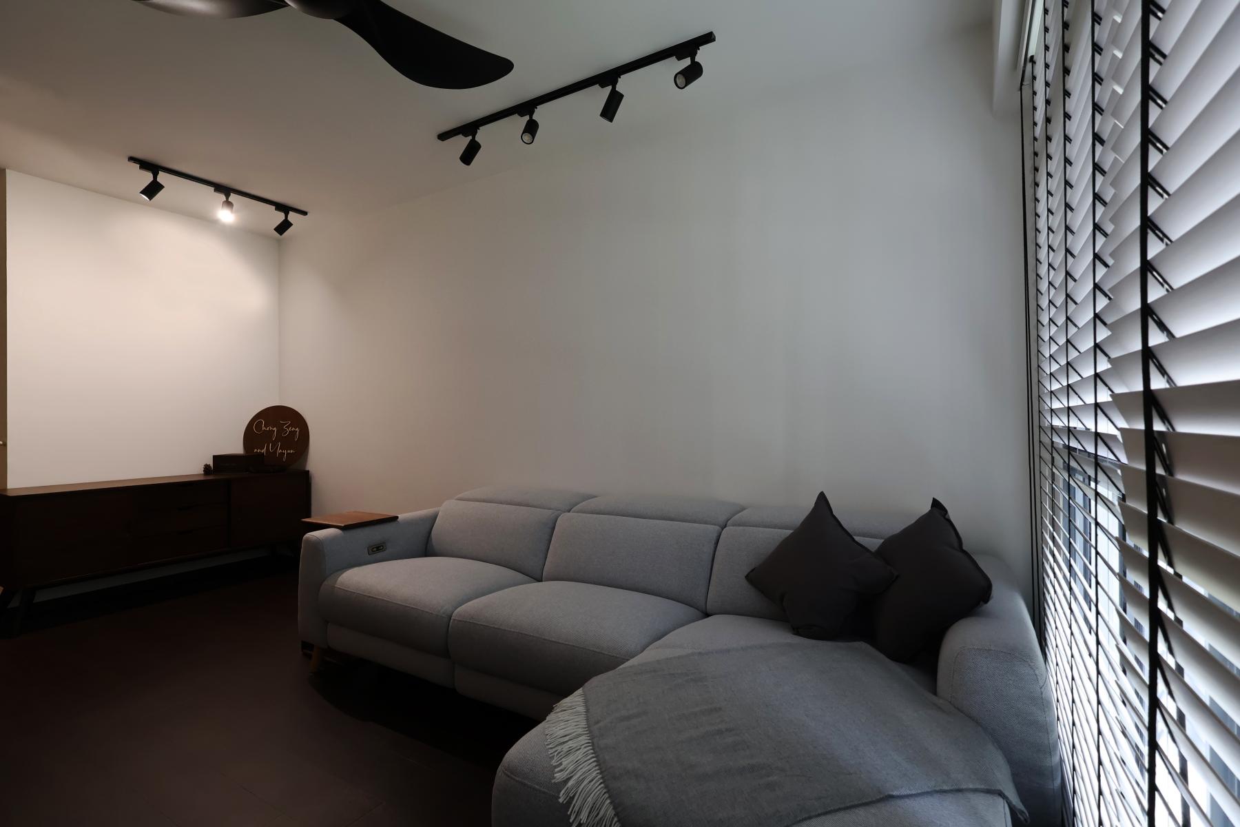 Industrial Living Room with TV Console and Sofa