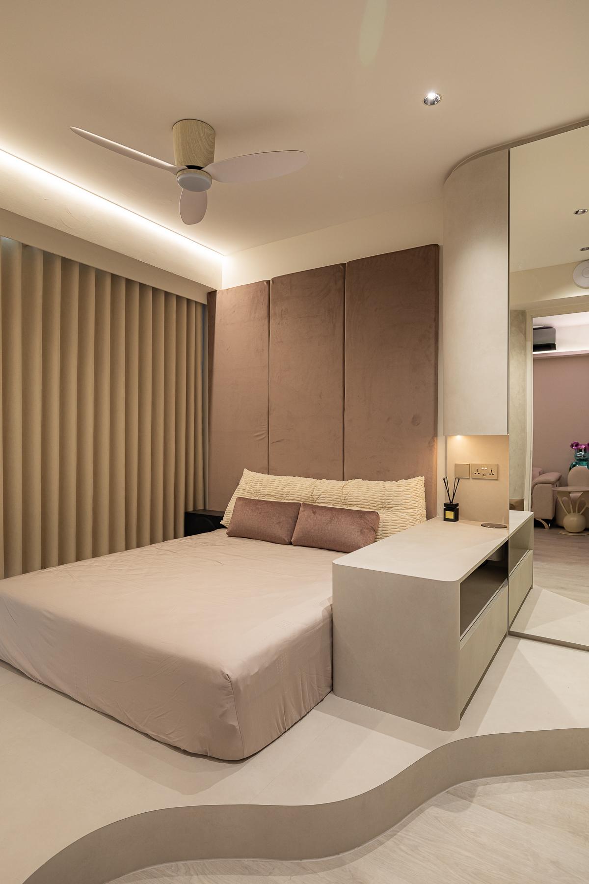 Modern Bedroom with Platform Bed and Mirror