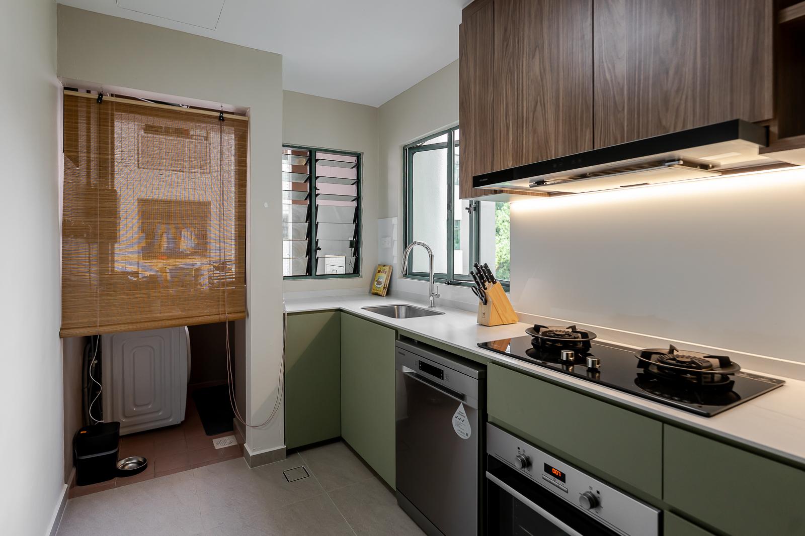 Vintage Kitchen with Countertop and Homogeneous Tiles
