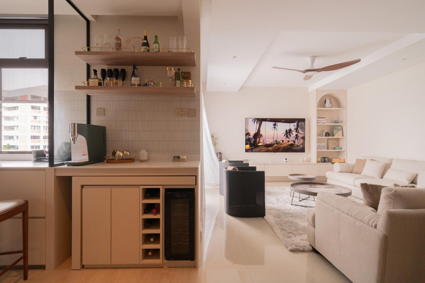 Contemporary Pantry with Kitchen Island and Tableware