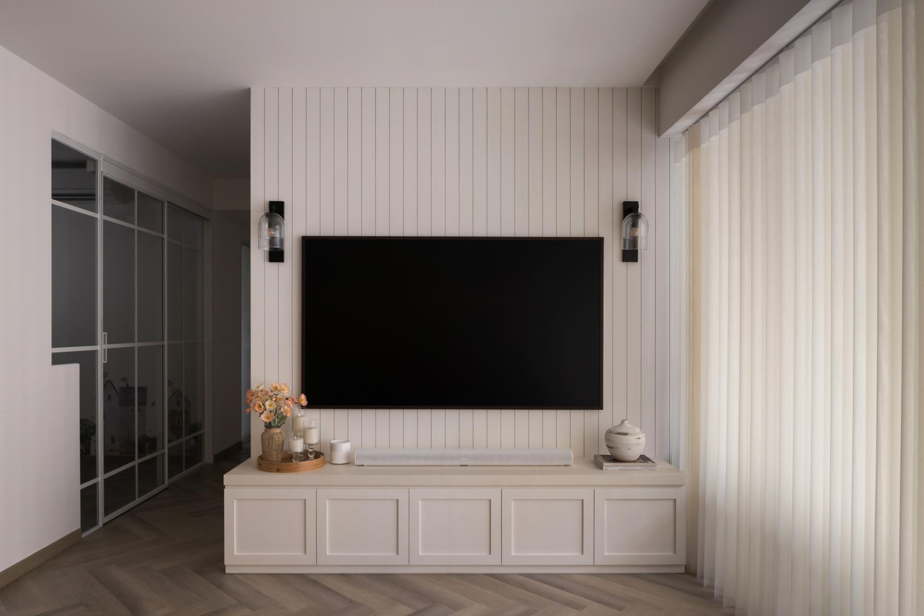 Modern Living Room with TV Console and Feature Wall
