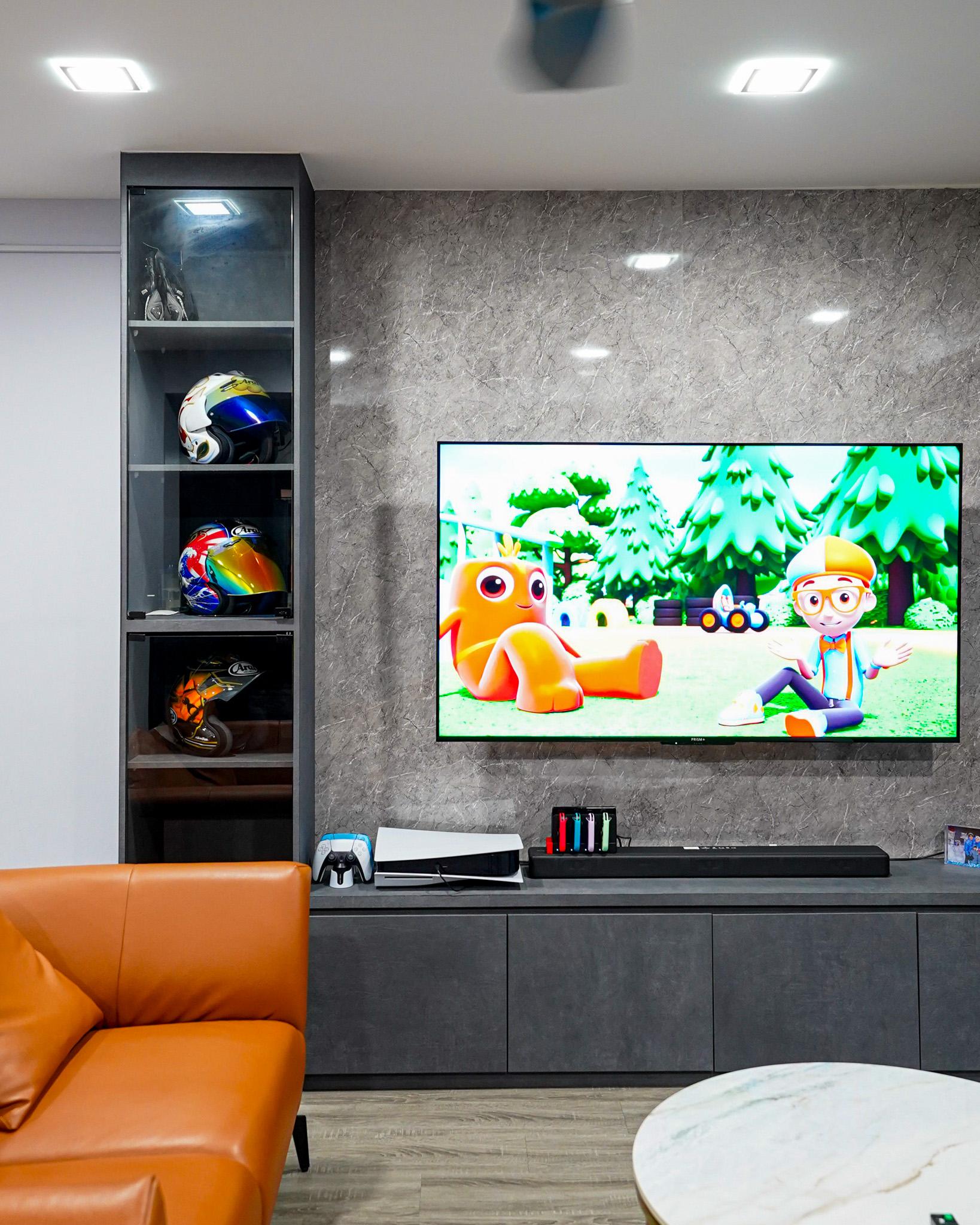 Modern Living Room with TV Console and Feature Wall