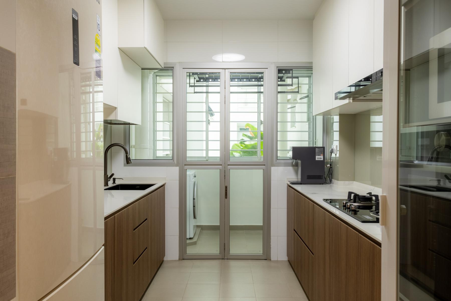 Minimalist Kitchen with Countertop and Kitchen Window