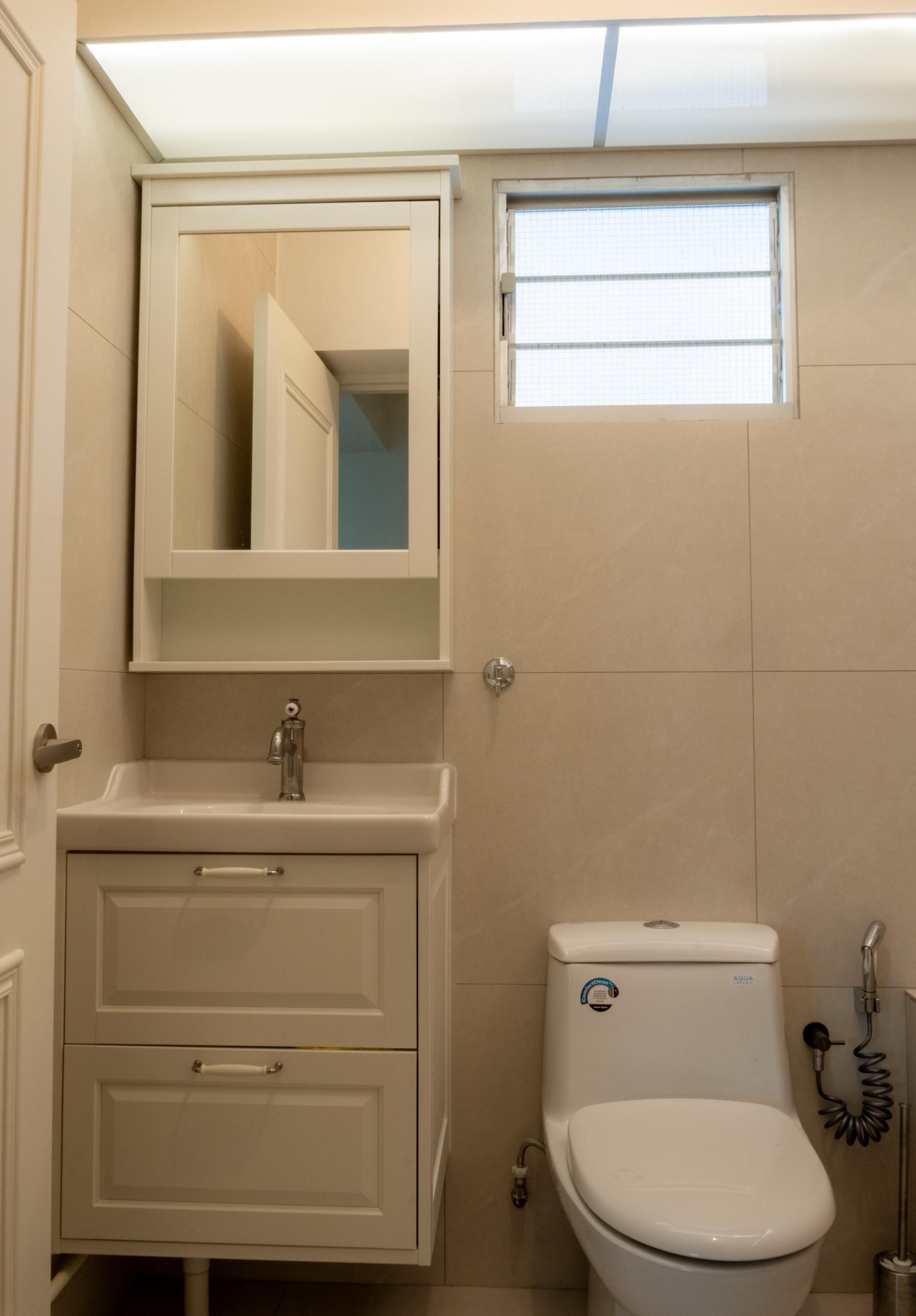 Minimalist Bathroom with Mirror and Bathroom Mirrors