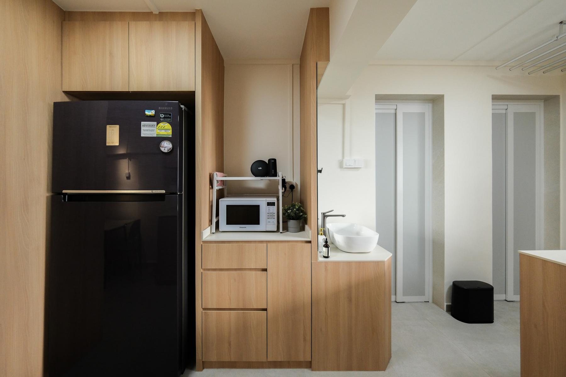 Scandinavian Kitchen with Vinyl Flooring and Wood Flooring
