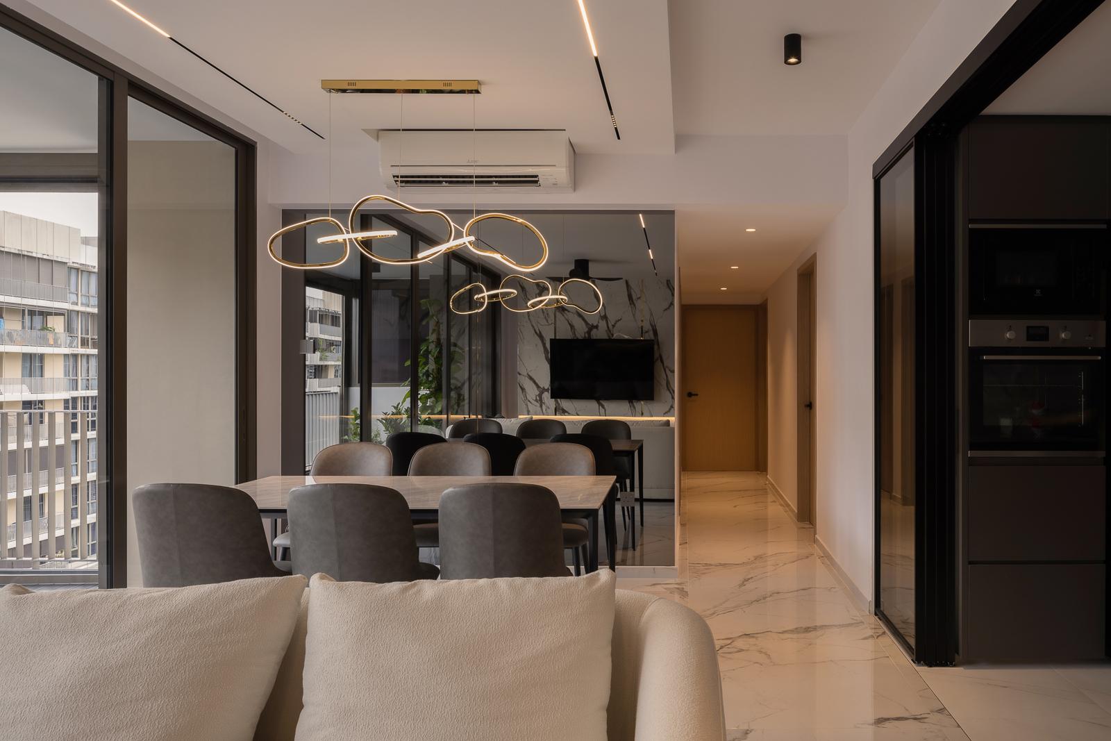 Modern Dining Room with Chandelier and Dining Table