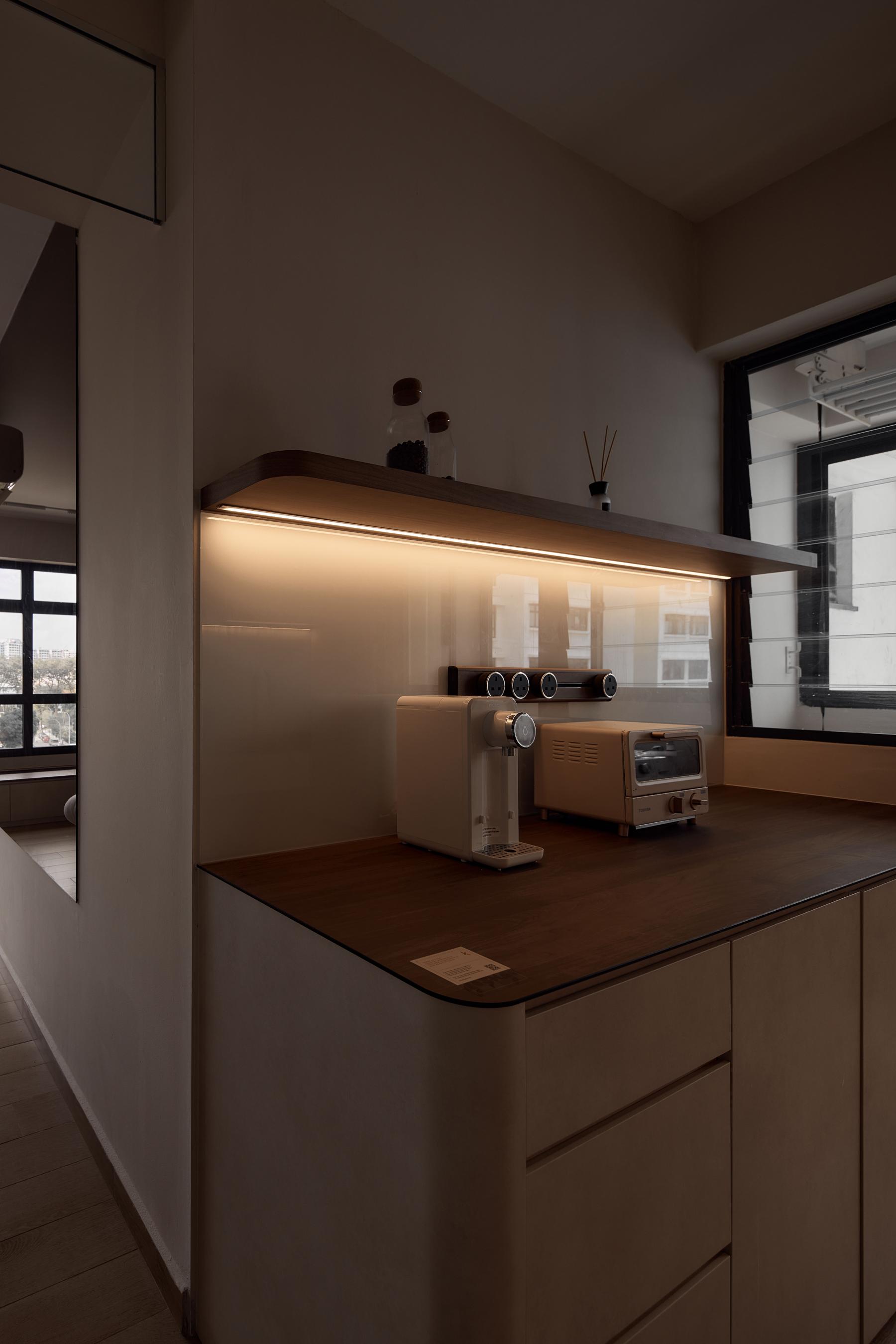 Minimalist Pantry with Kitchen Island and Console Table
