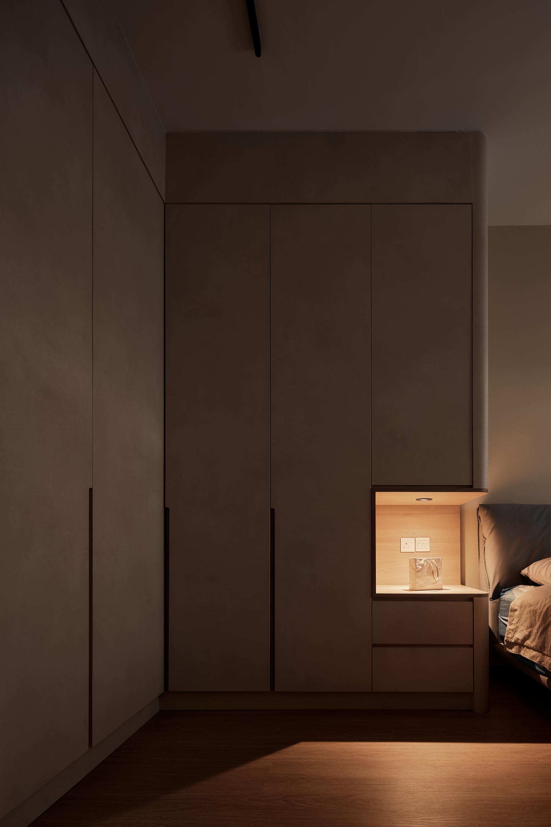 Minimalist Bedroom with Wardrobe and Closet