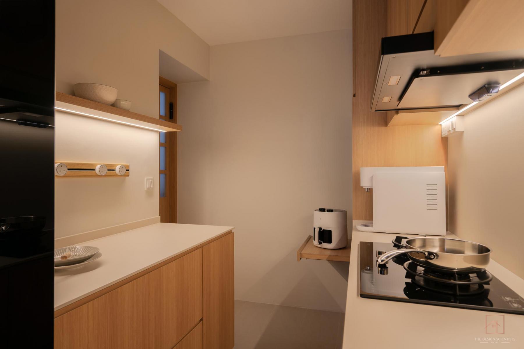 Asian Kitchen with Countertop and Kitchen Backsplash