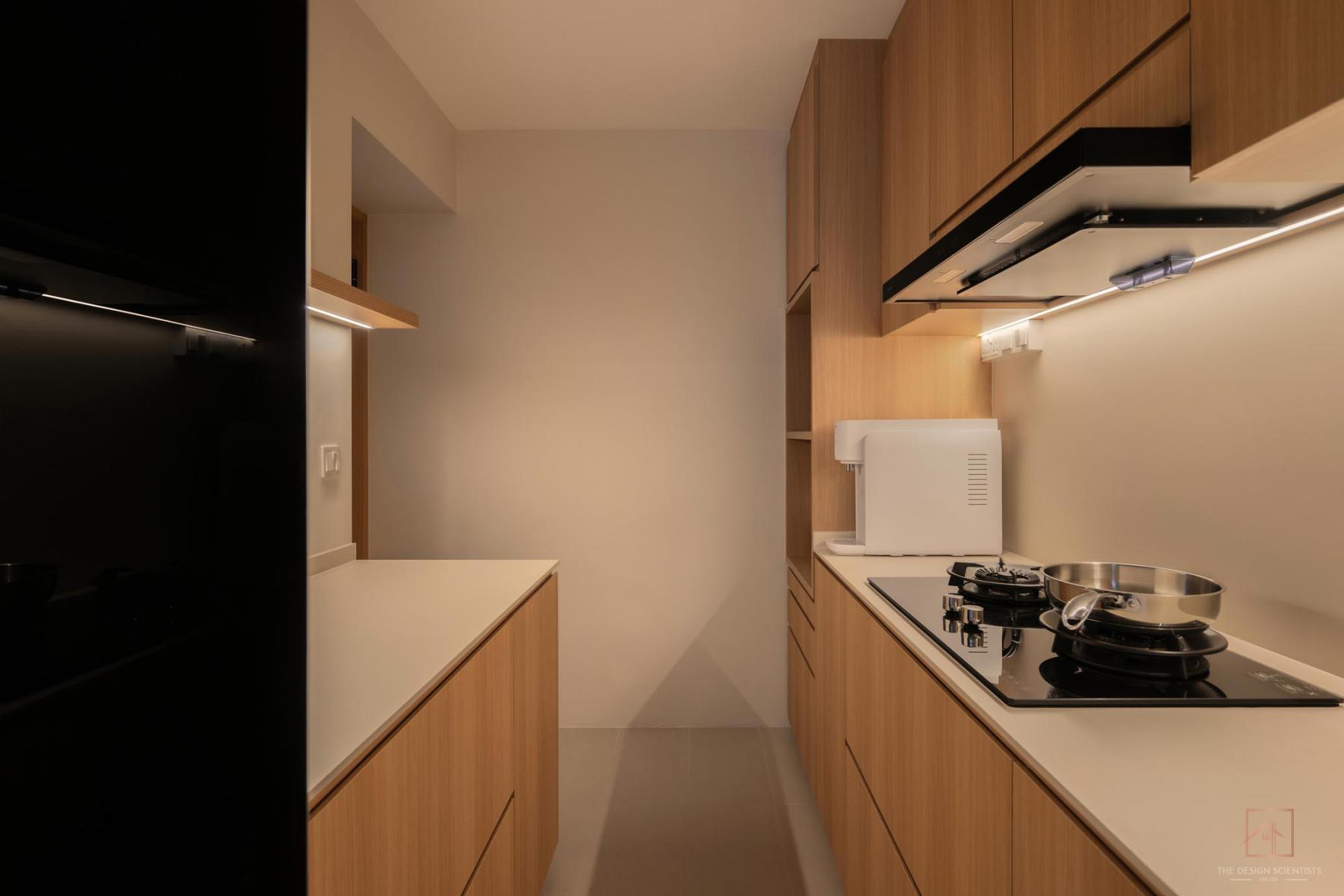 Asian Kitchen with Countertop and Kitchen Backsplash