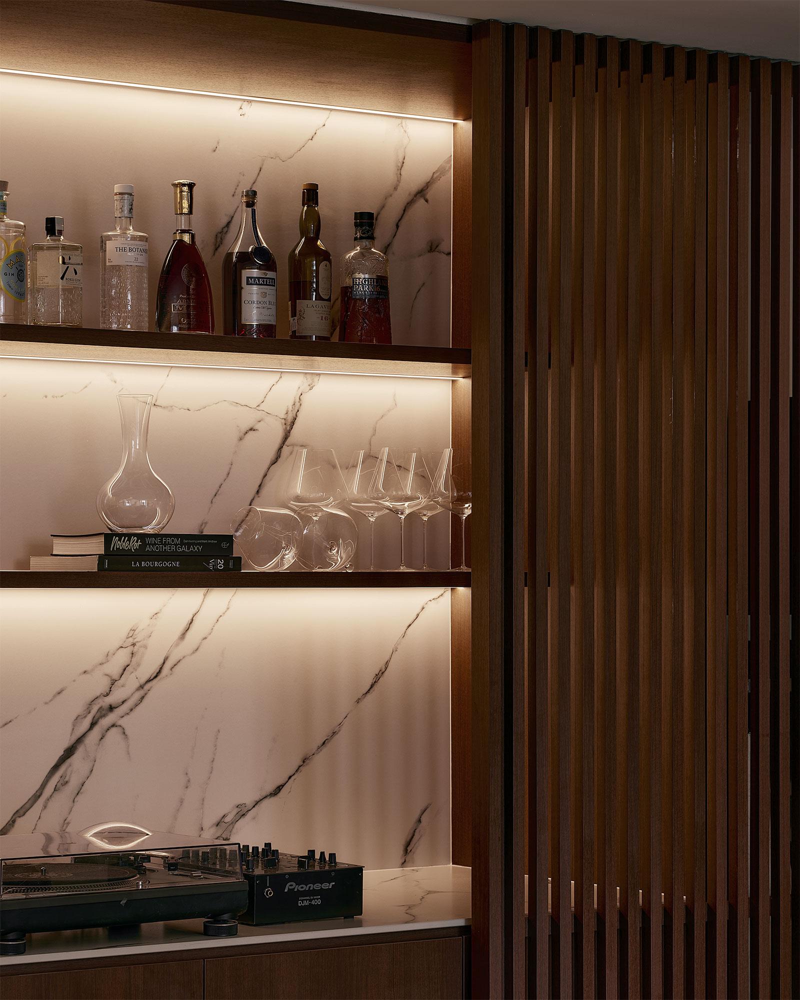 Contemporary Pantry with Feature Wall and Kitchen Backsplash