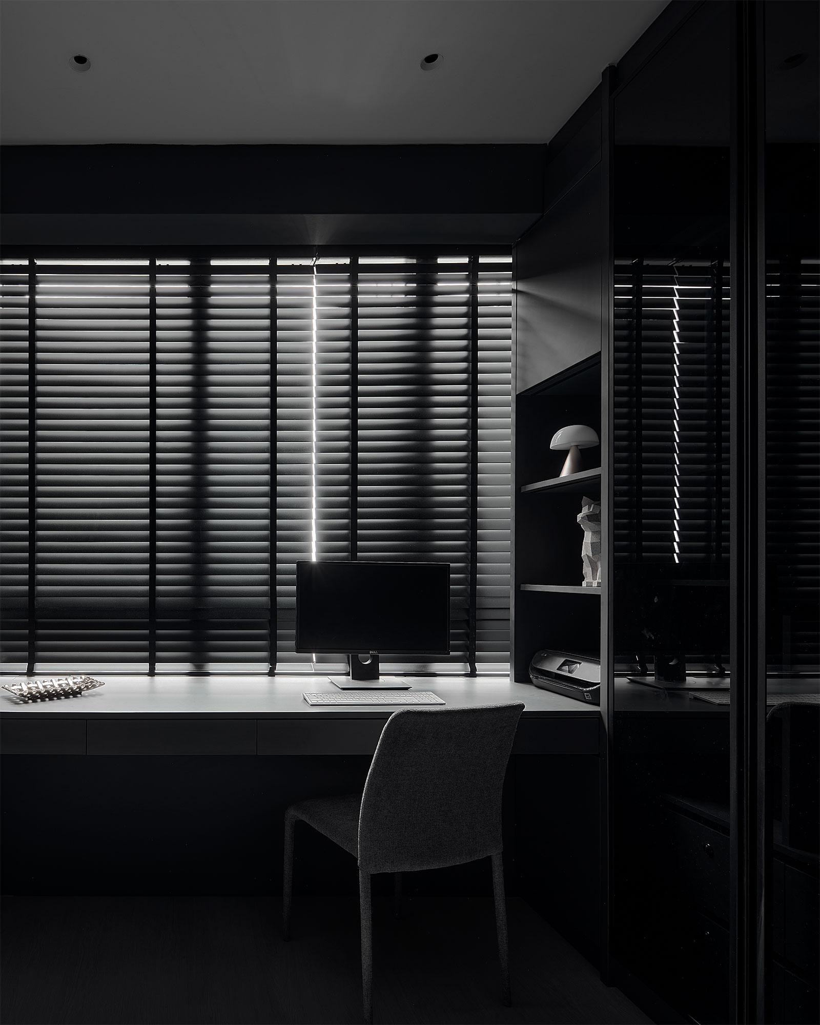 Contemporary Study with Desk Chairs and Storage Cabinets