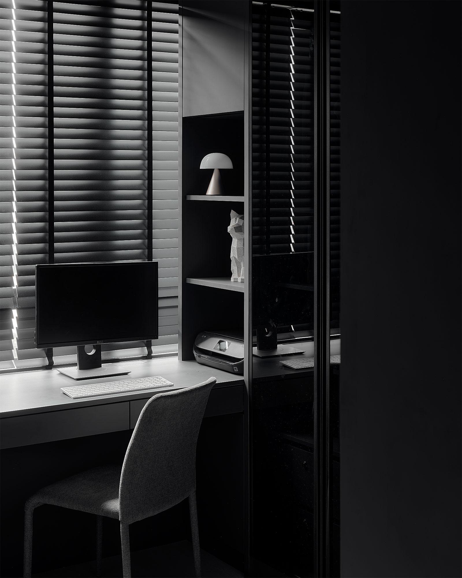 Contemporary Study with Bookshelf and Storage Cabinets
